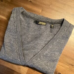 MURANO Women's V-Neck Cable Knit‎ Cardigan Sweater Gray Size S